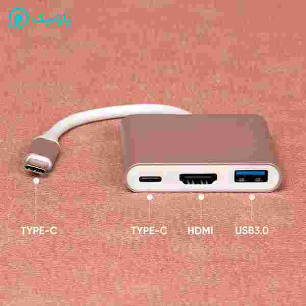 تبدیل Type-C به HDMI و USB3.0 و Type-C