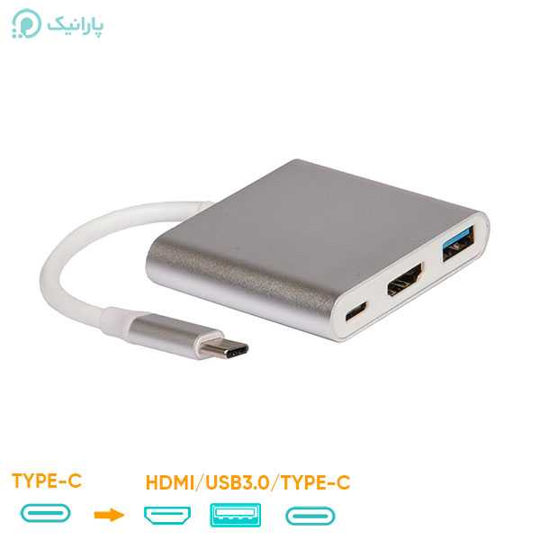 تبدیل Type-C به HDMI و USB3.0 و Type-C