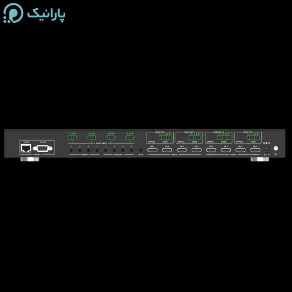 ماتریکس 4 در 4 HDMI v2.0 بدون وقفه با قابلیت ویدئو وال + ماتریکس صدا و ریموت فرانت