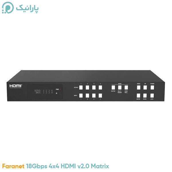 ماتریکس 4 در 4 HDMI v2.0 بدون وقفه با قابلیت ویدئو وال + ماتریکس صدا و ریموت فرانت