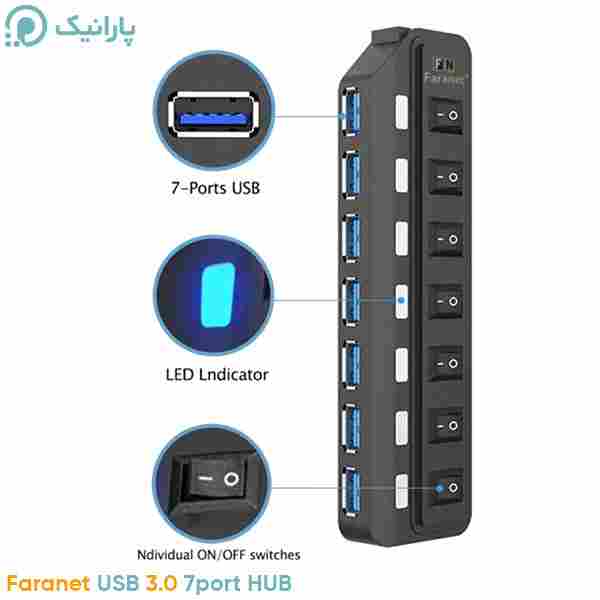 هاب 7 پورت USB 3.0 فرانت